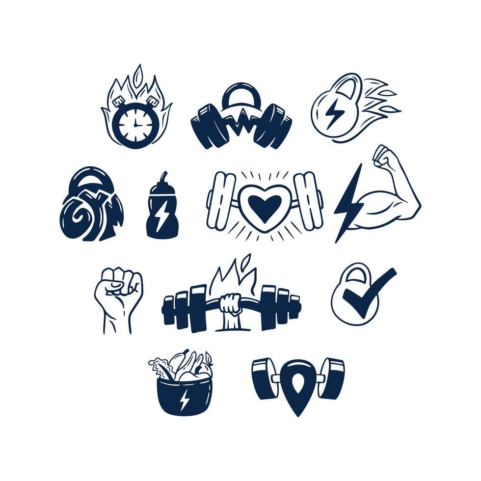 Gym Fitness Hand Drawn Graphic Icon Illustration vector