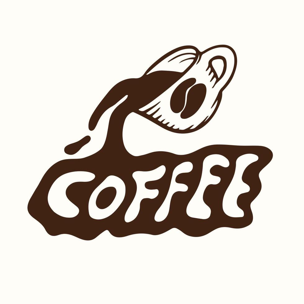 Coffee Cup Logo Illustration with Text Typography Vintage Style vector