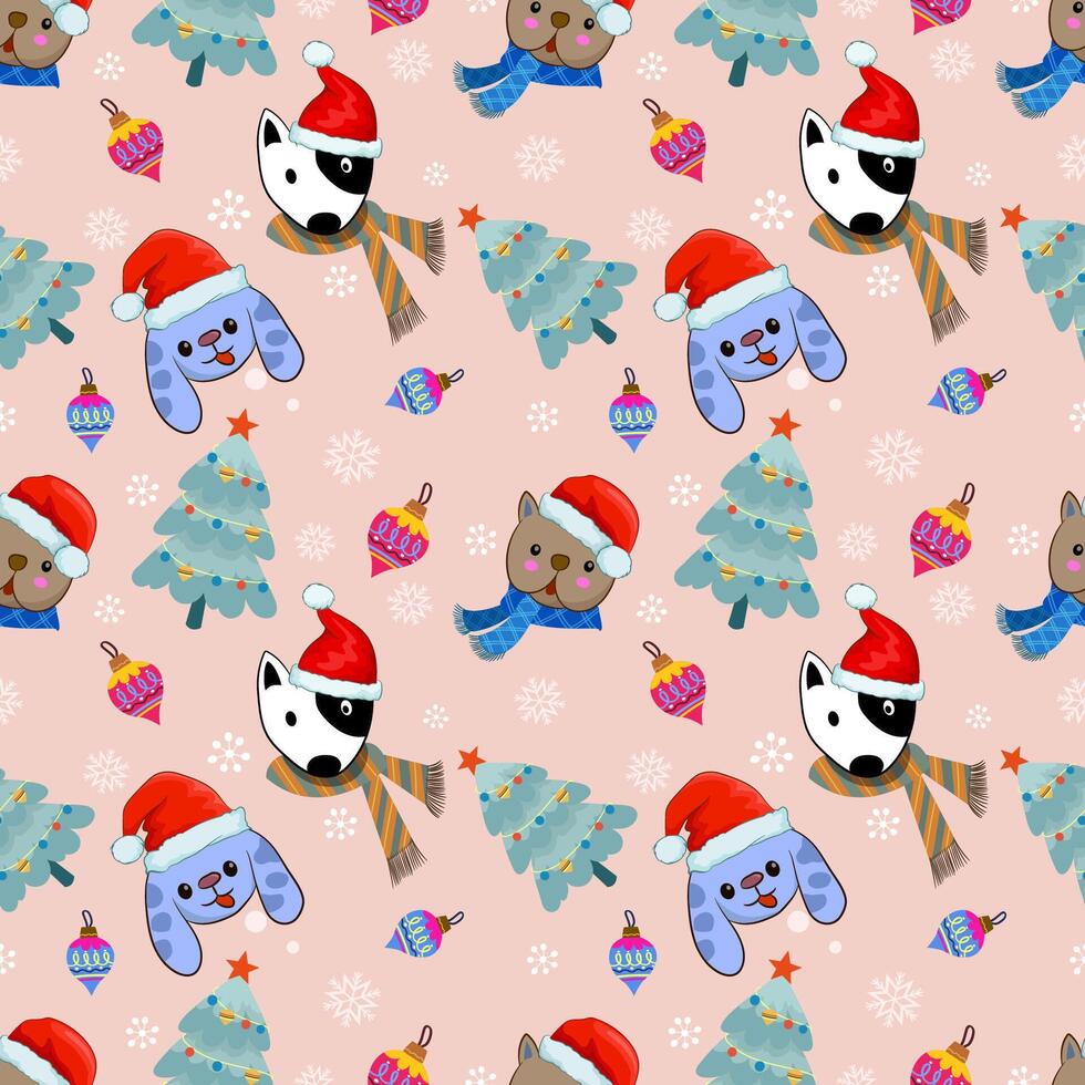 Christmas concept with cute dog seamless pattern vector