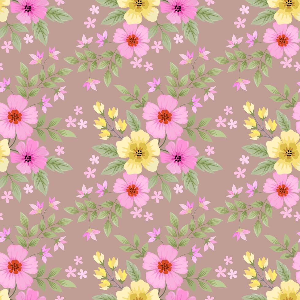 Colorful hand draw flowers seamless pattern. vector