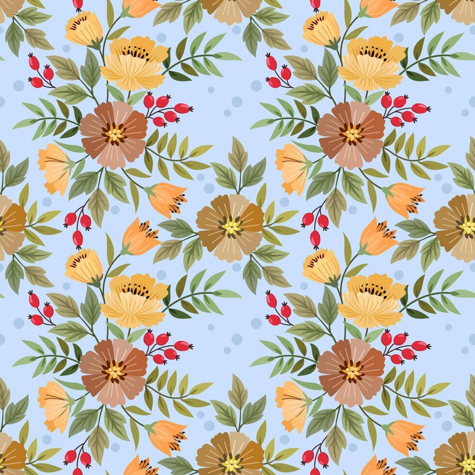 Colorful hand draw flowers seamless pattern. vector
