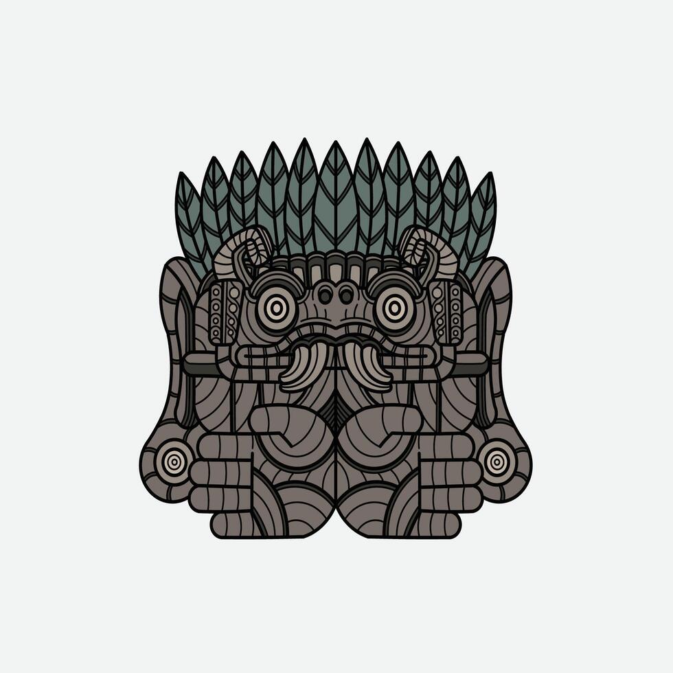 ancient astec statue drawing artwork handmade illustration vector