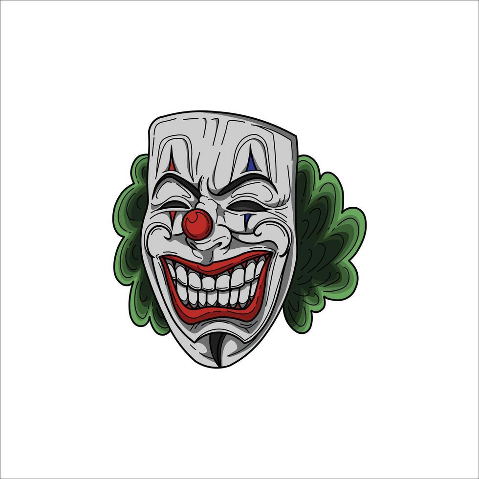Joker mask hand drawn illustration artwork vector