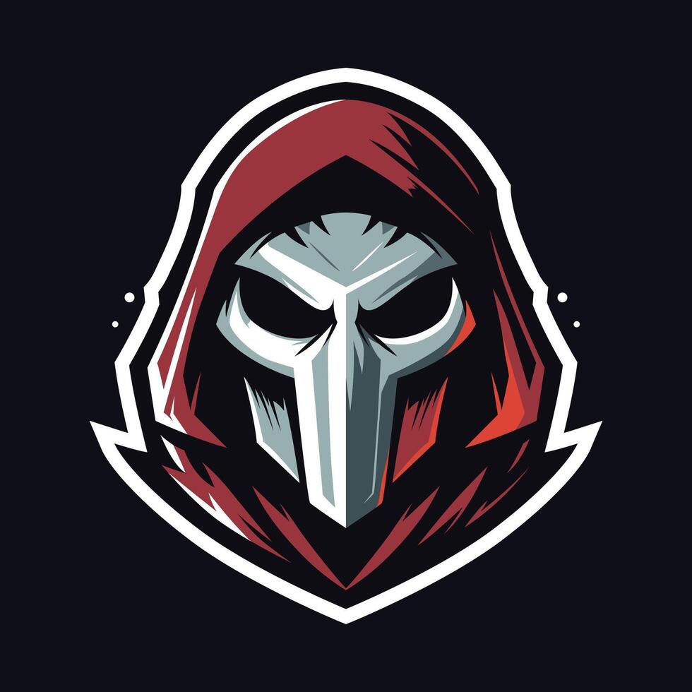 a red hooded face with a red mask on it vector