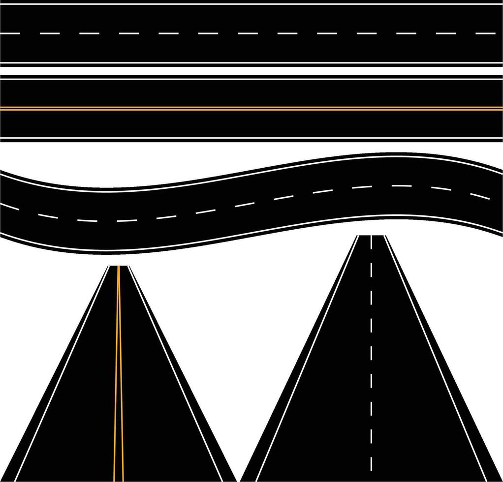 black and white lines on the road. Road, highway isolated on white background vector