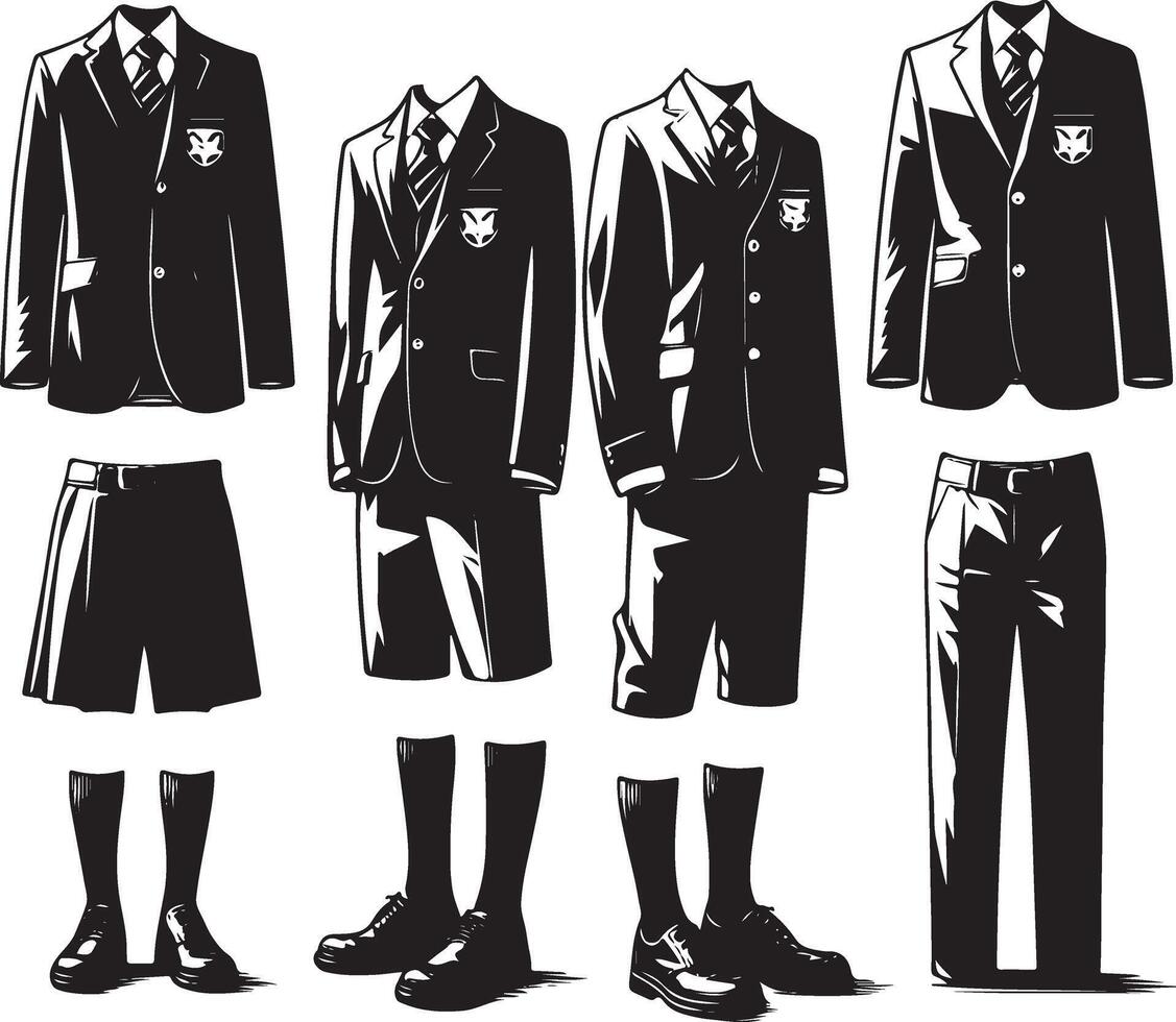 Casual School Ensemble. School Uniform . vector