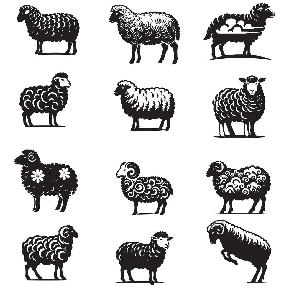 sheep icon silhouette vector