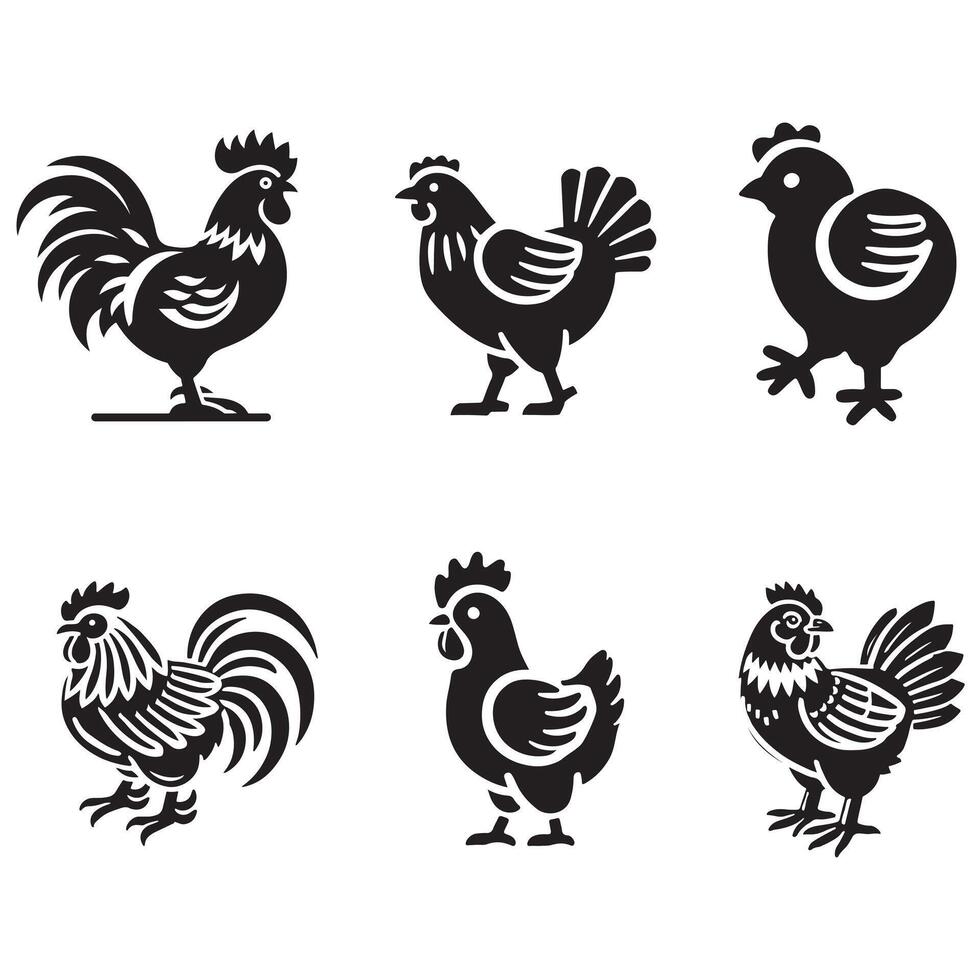 chicken icon set, vector