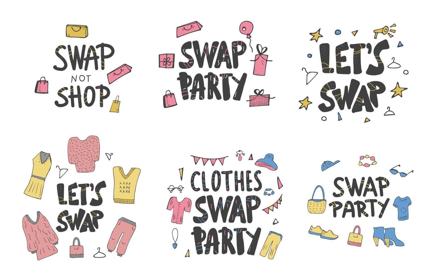 Swap party hand drawn poster. design. vector