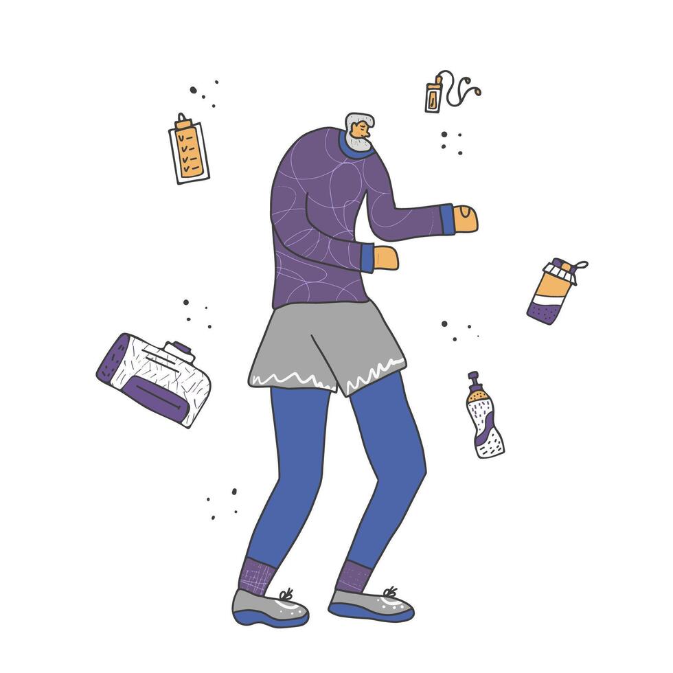 Runner. Old person jogging isolated. design vector