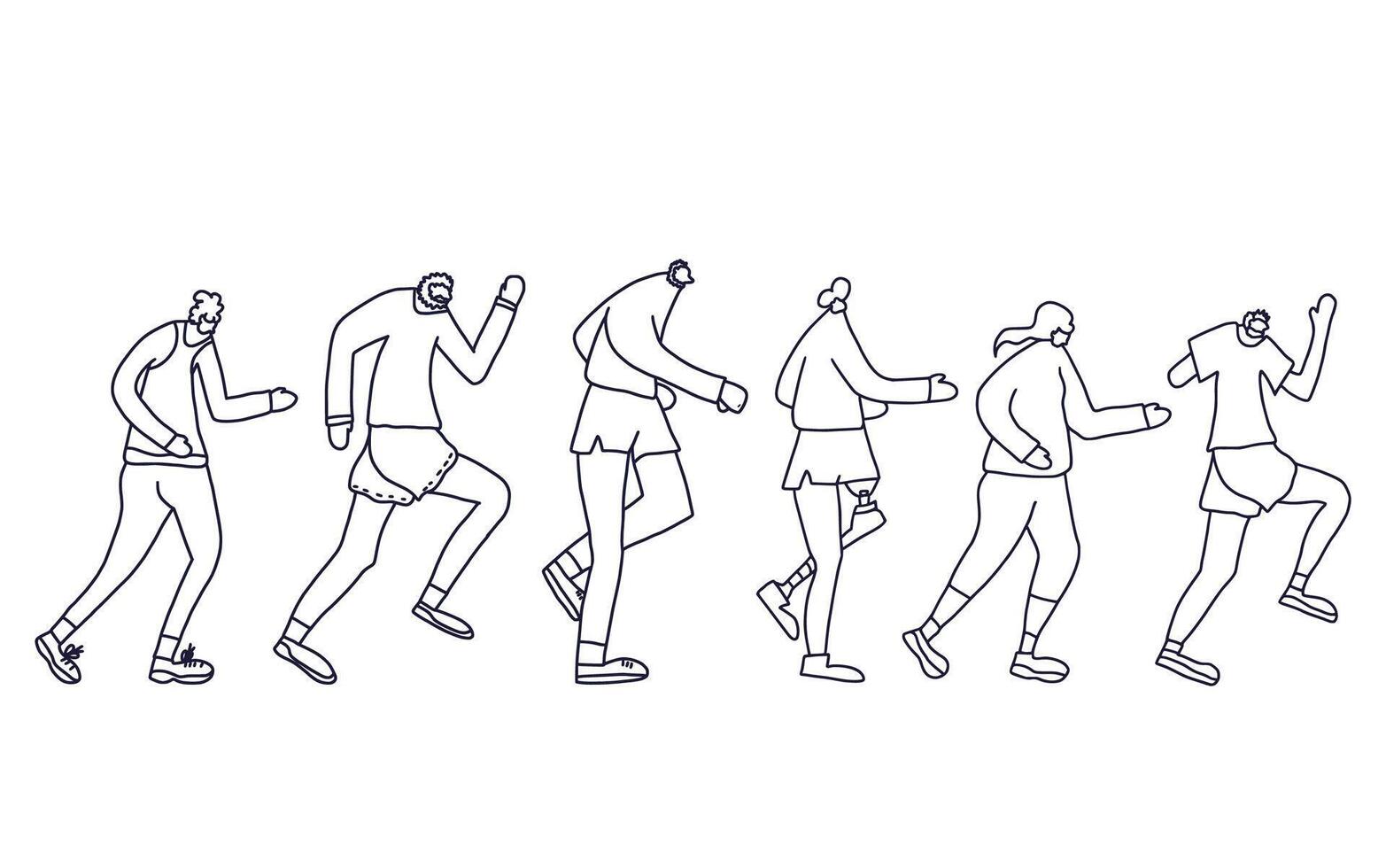 Runners group Different persons flat design vector