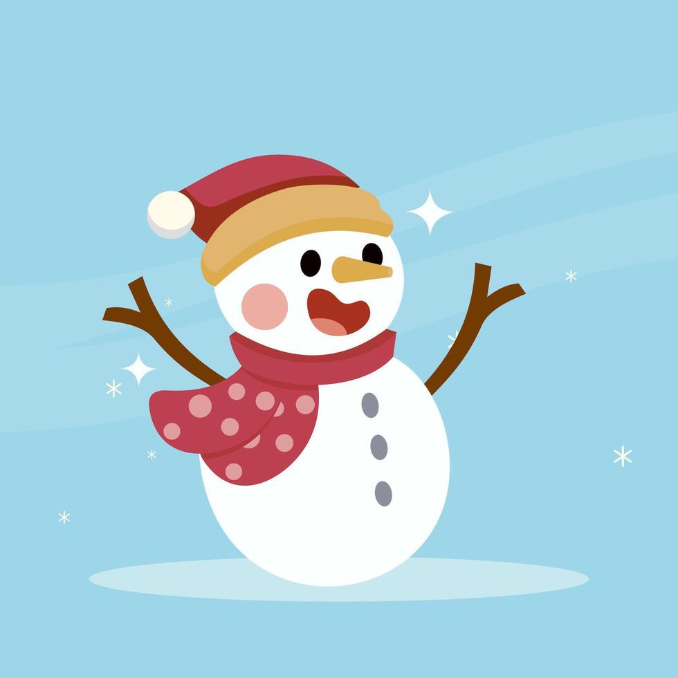 happy cute Snowman character vector