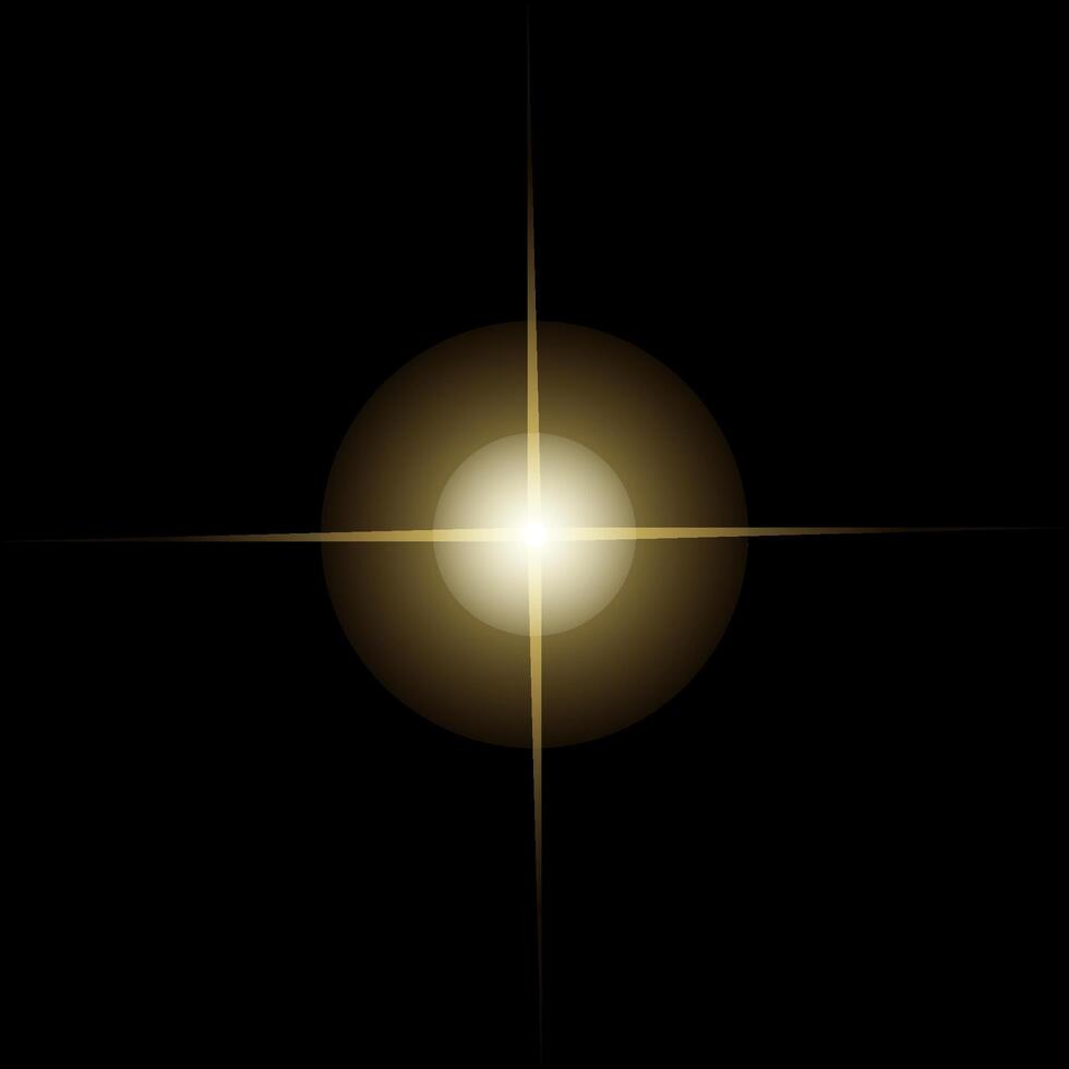 Beautiful lens flare light effect golden sunshine vector