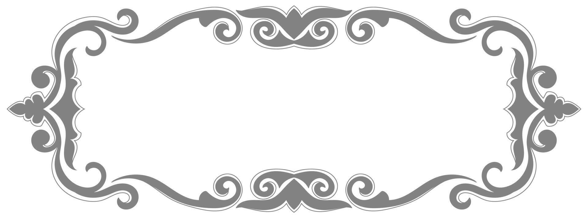 vintage pattern frame Classic scroll flower, gray frame vector