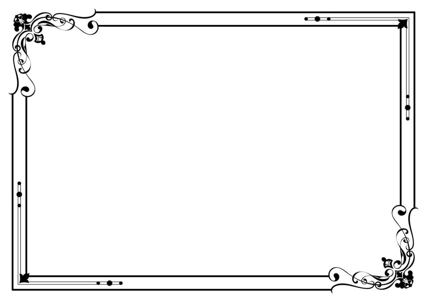 Black vintage frame, black classic pattern border. vector