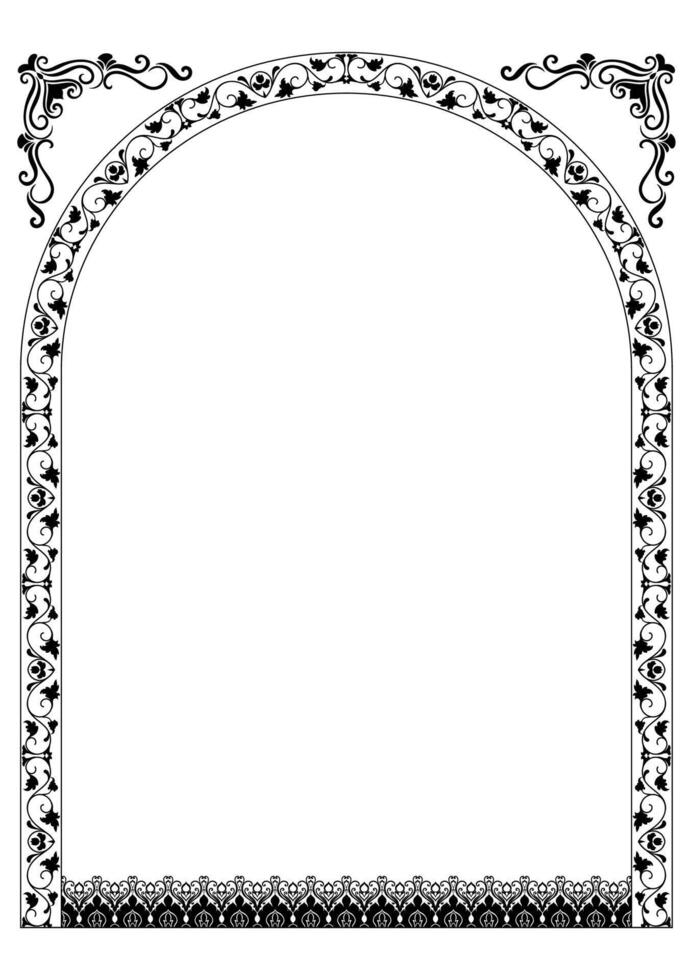 Thai pattern frame, vintage pattern border vector