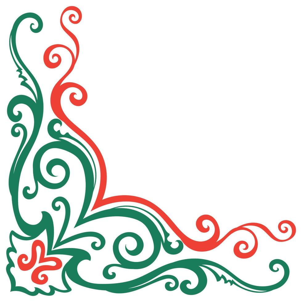 Vintage Christmas Corner Green and red on a white background vector