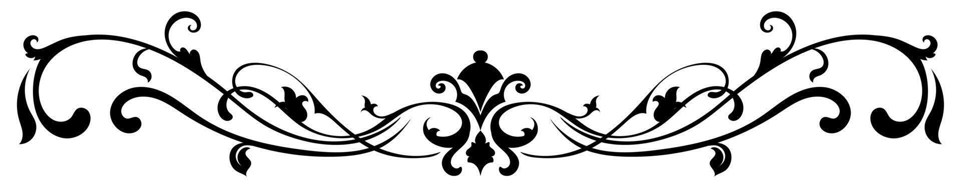 vintage black shadow border Abstract baroque boundary line on white vector