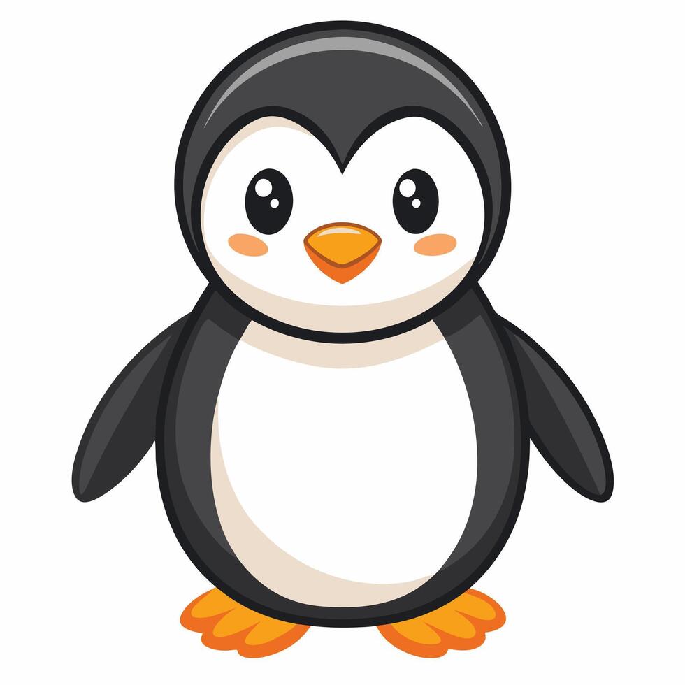 Cute Happy Penguin Cartoon Icon Illustration. Animal Nature Icon Concept Isolated . Flat Cartoon Style vector