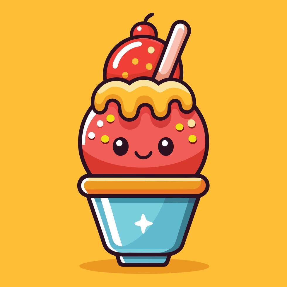 Ice Cream Cartoon Icon Illustration. Dessert Food Icon Concept Isolated . Flat Cartoon Style vector