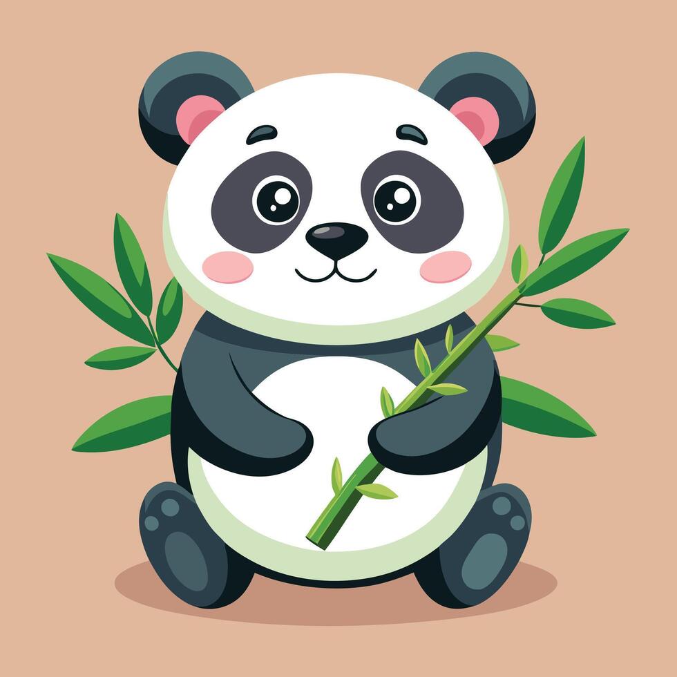 Cute Panda With Bamboo vector