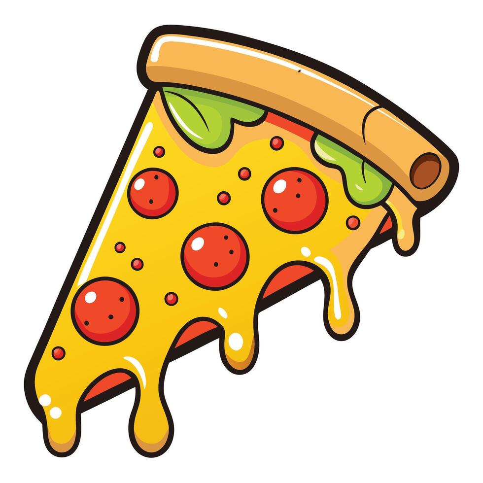 Pizza Slice Melted Cartoon Icon Illustration Food Object Icon Concept Isolated vector