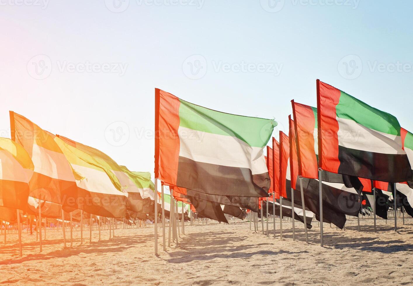 Large number of flags of the United Arab Emirates photo