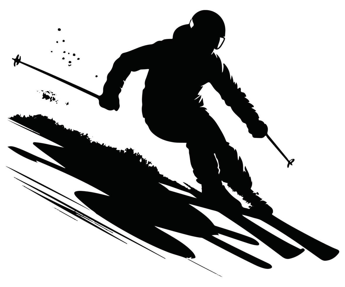 A silhouette of a skier on a slope vector