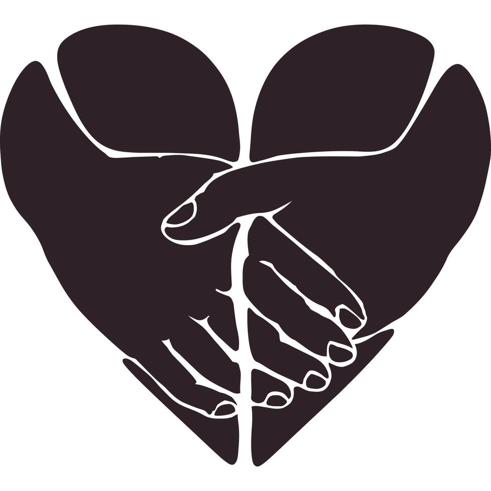 Two hands holding each other in a heart shape vector