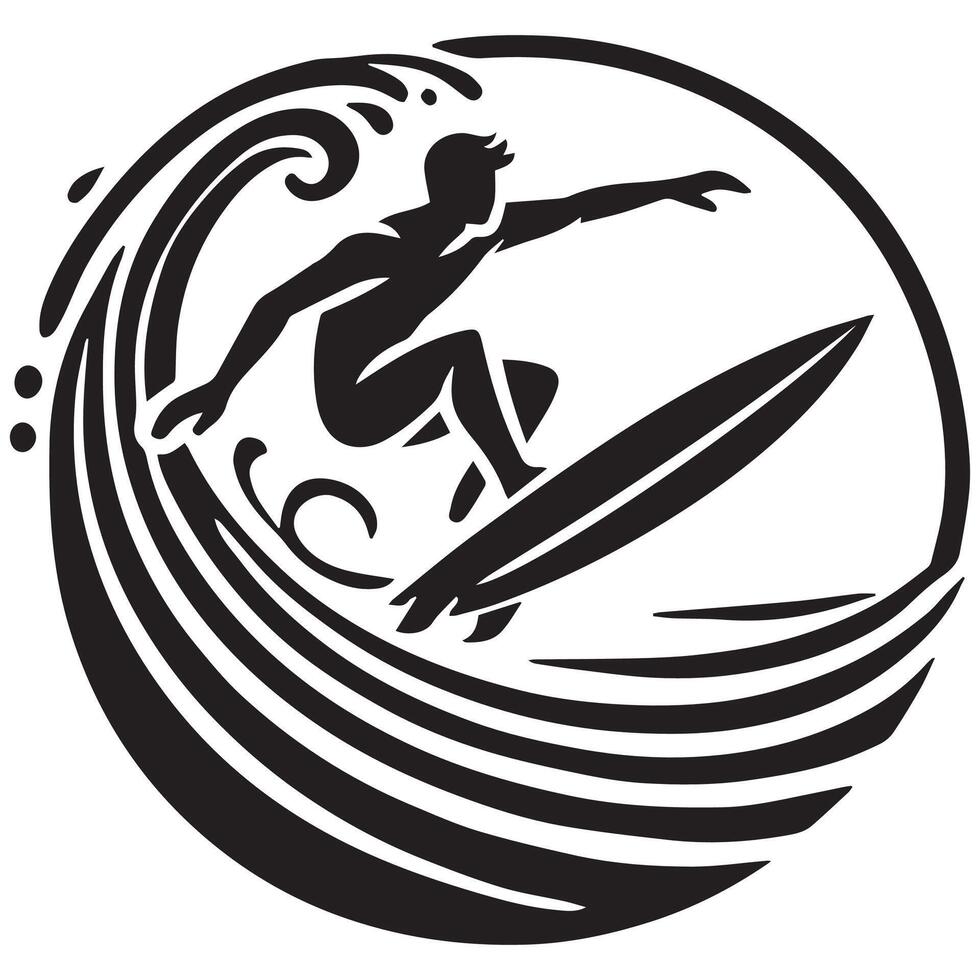 Surfer in the ocean illustration vector