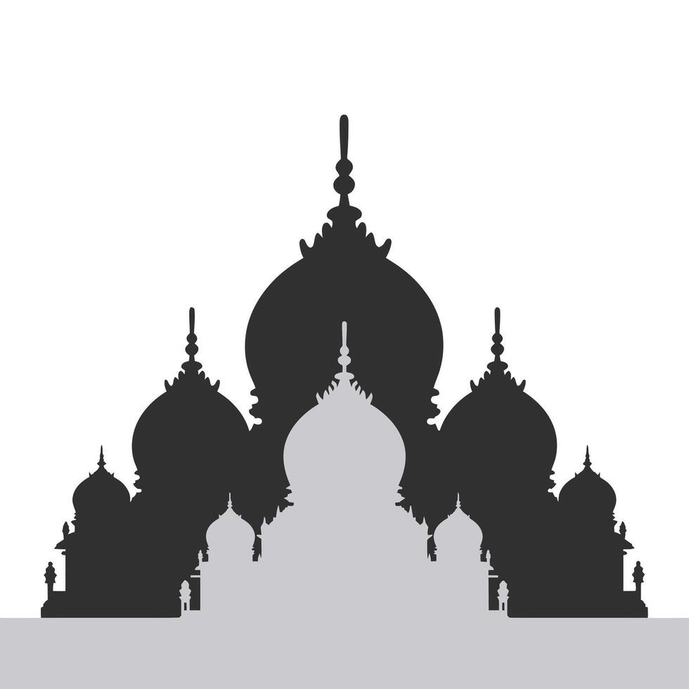 Silhouette of a temple with intricate domes. vector