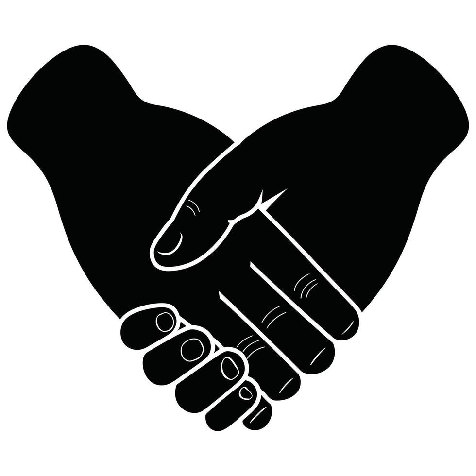 Silhouette of a heart with intertwining hands. vector