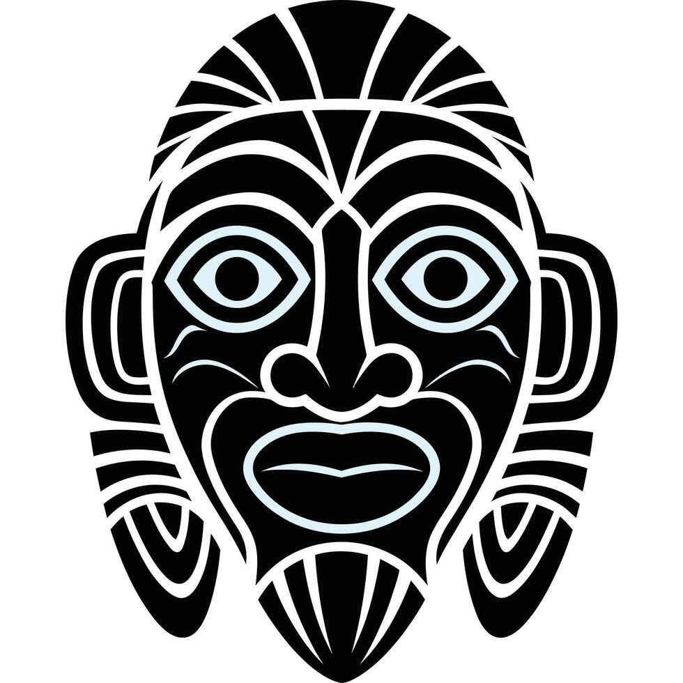 A tribal mask with a black and blue design vector