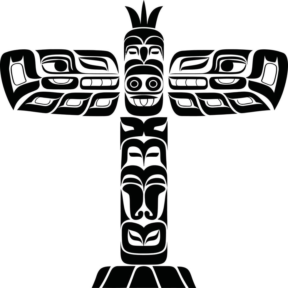 Silhouette of a ceremonial totem pole. vector