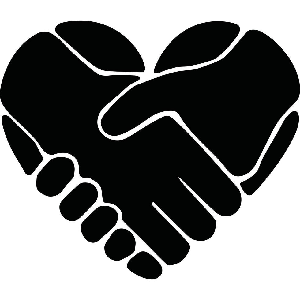 Handshake heart icon vector