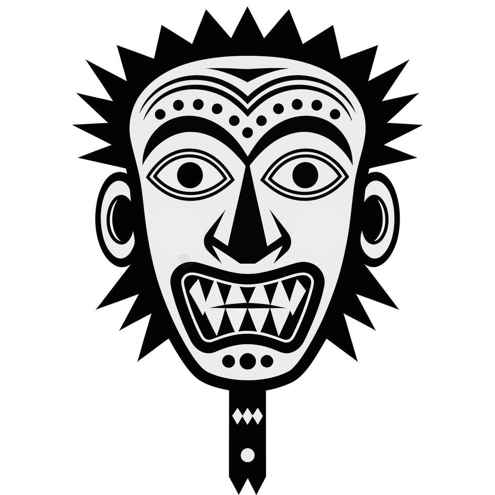 Silhouette of a bold-featured tribal mask. vector