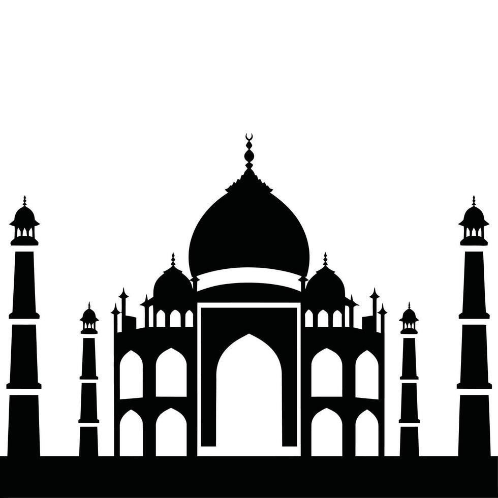 The taj mahal in black and white vector
