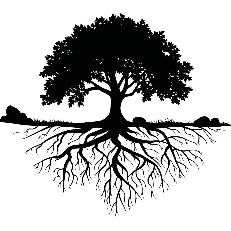 Tree with roots vector