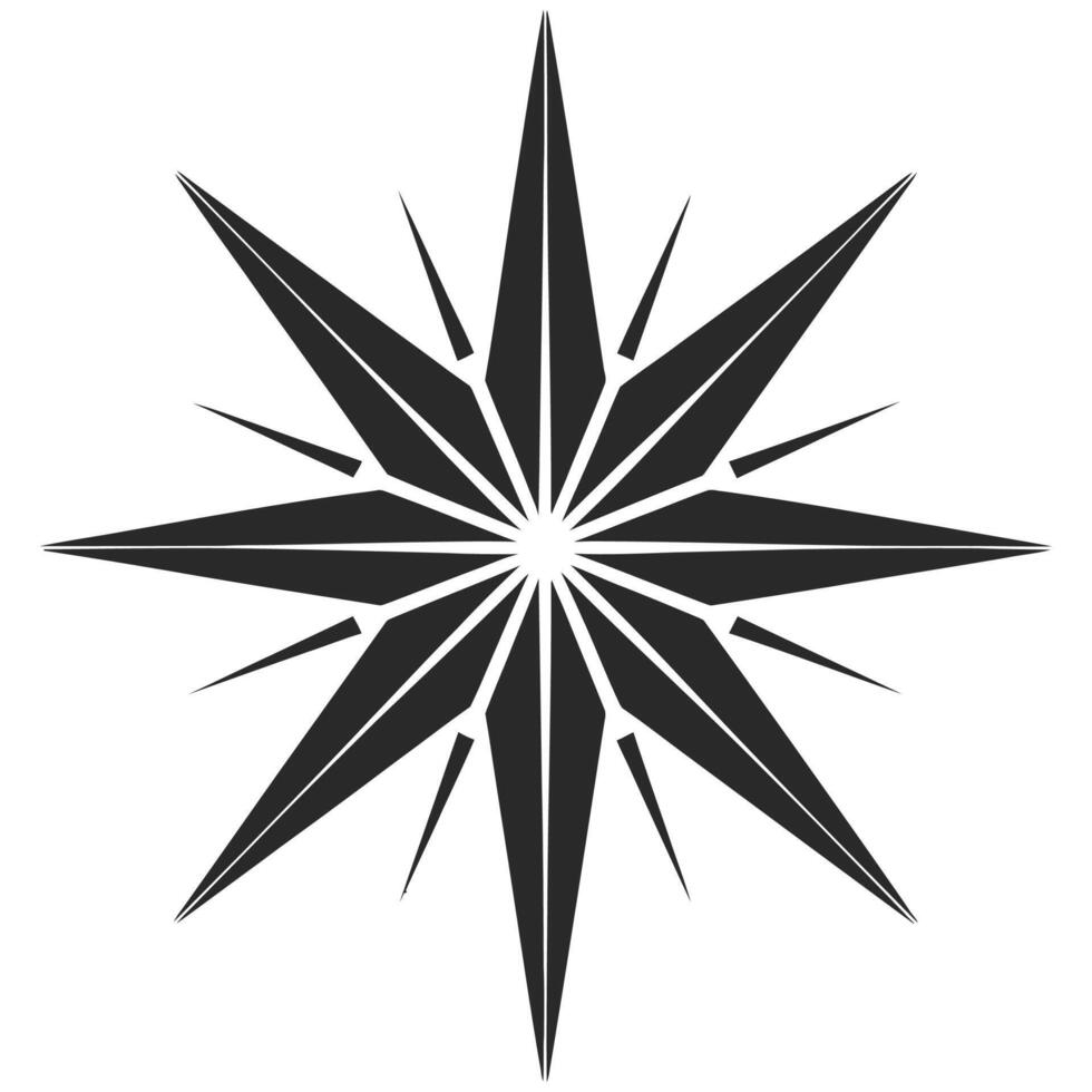 A black and white starburst icon vector