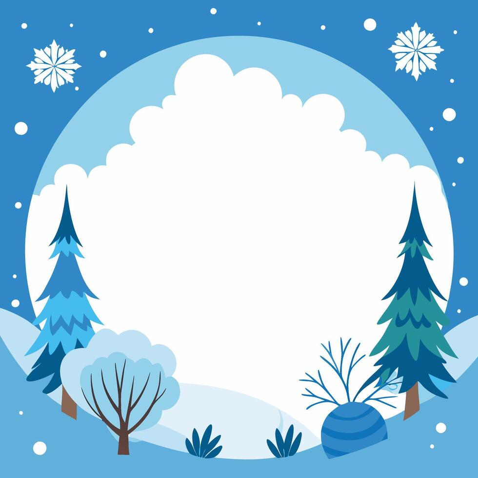 Winter banner with snow and cold environment frame vector