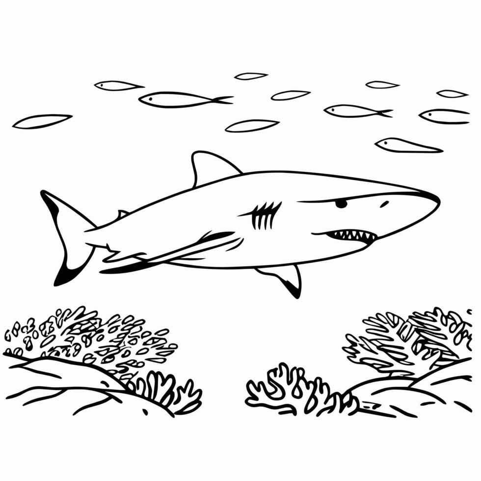 Shark and fishes in the ocean design vector