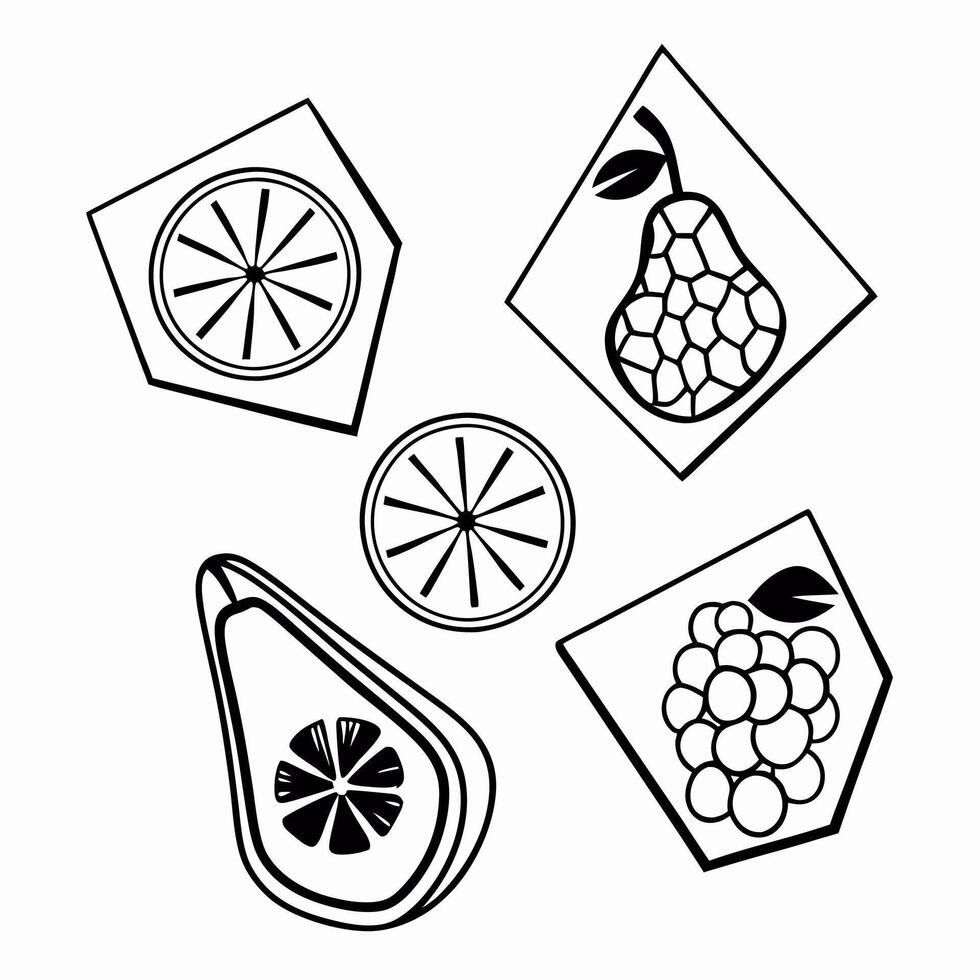 Sweet Tropical Fruits Bundle black and white vector