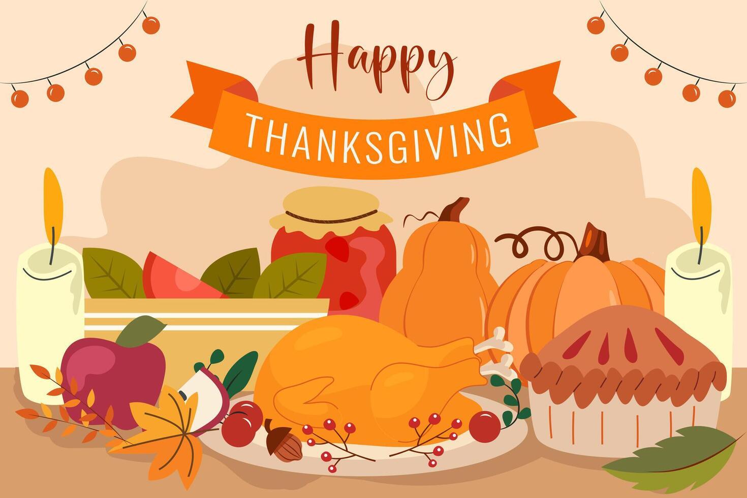 Happy Thanksgiving Day. thanks giving celebration. Happy Thanksgiving background. November. Cartoon Illustration for Poster, Banner, Greeting Card, Flyer, Invitation Card, Cover, Template. vector