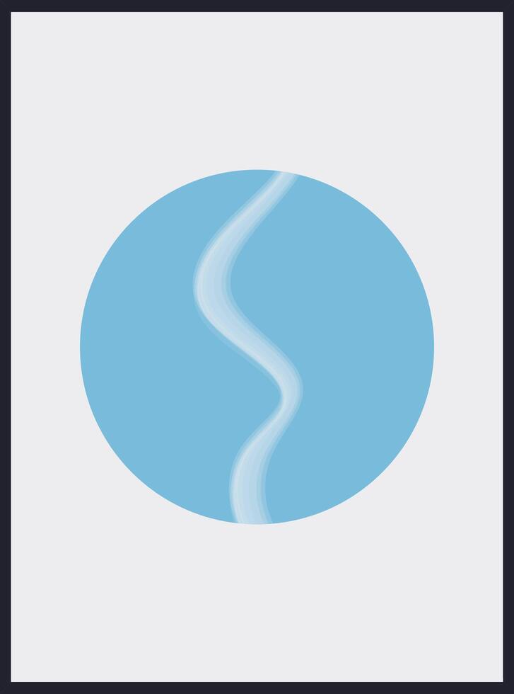 Abstract minimalistic poster. Modern art for home or office. Blue circle art poster. vector