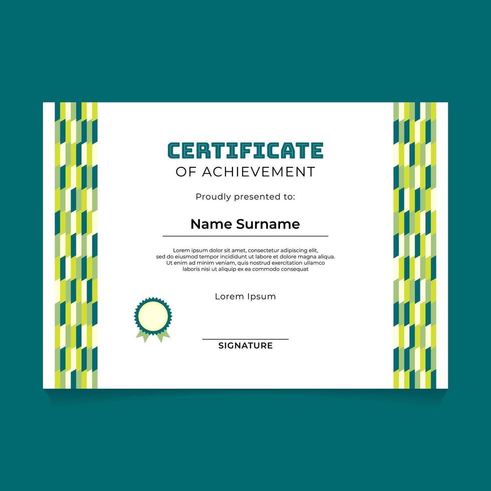 Abstract Geometric Diagonal Bar Pattern Certificate Template Design vector