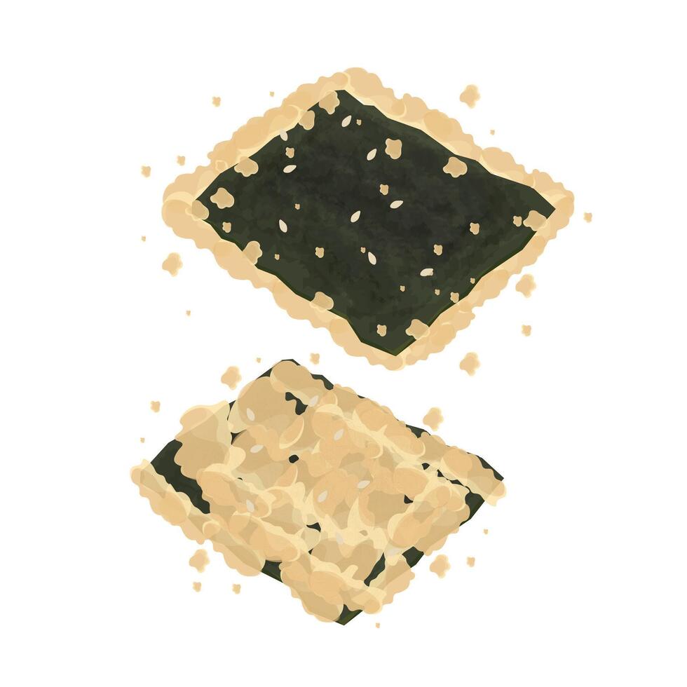 Illustration Logo Clipart Crunchy Nori tempura or tempura seaweed isolated vector
