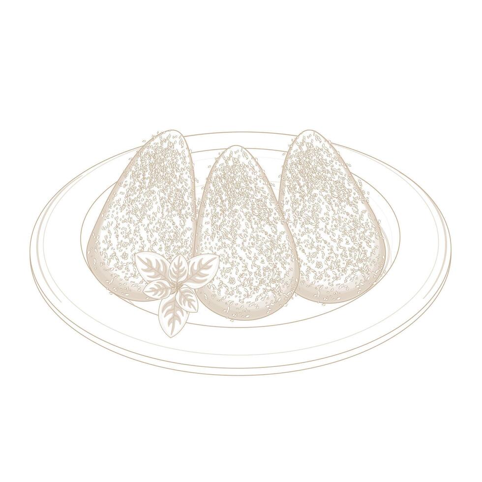 Illustration Logo line art Arancini Sicilian vector