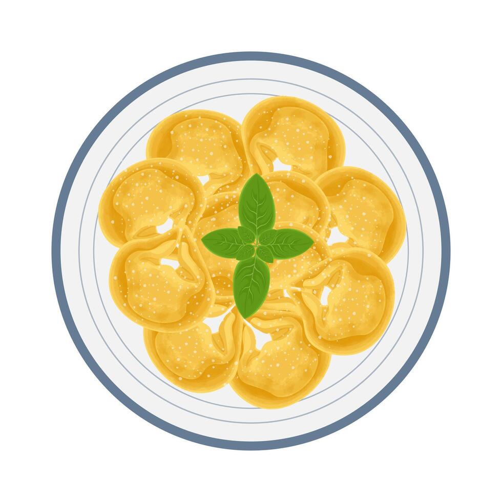 Illustration Logo Clipart Top View Fresh Raw Tortellini vector