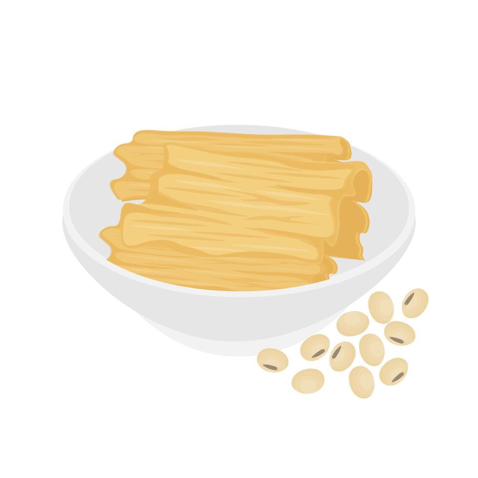 Illustration Logo Clipart Dry Tofu skin or dried Yuba with soya bean vector