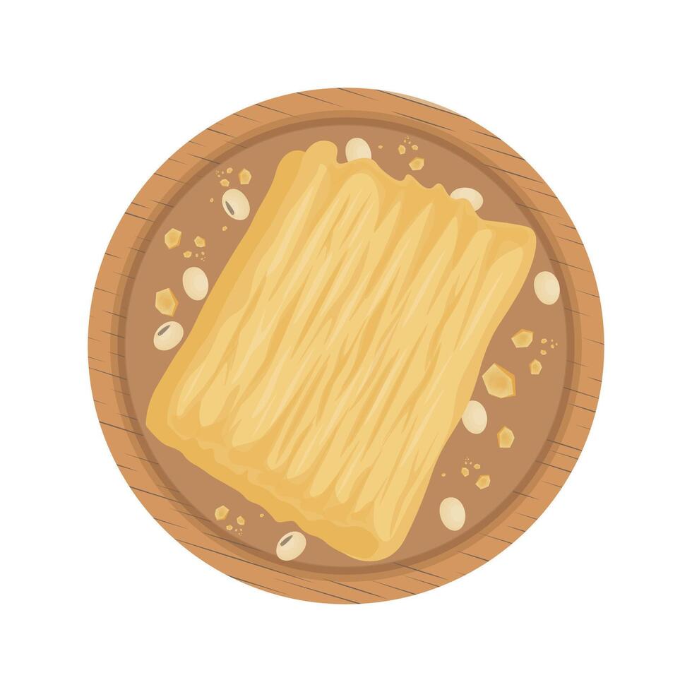 Illustration Logo Clipart Top View Dry tofu skin or Yuba bean curd skin vector